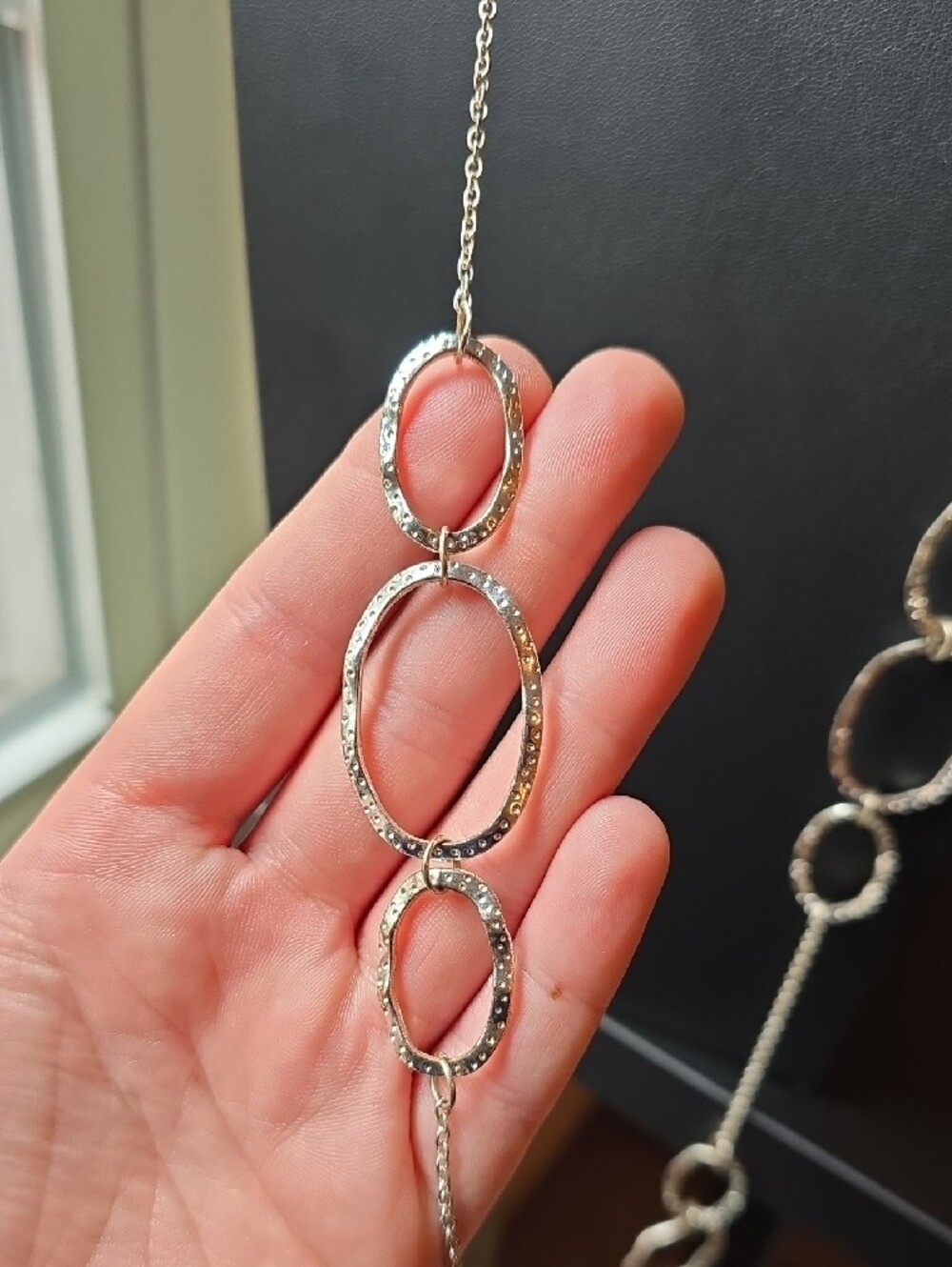 Silver Link Circle Long Necklace - Unbranded - Picture 3 of 6